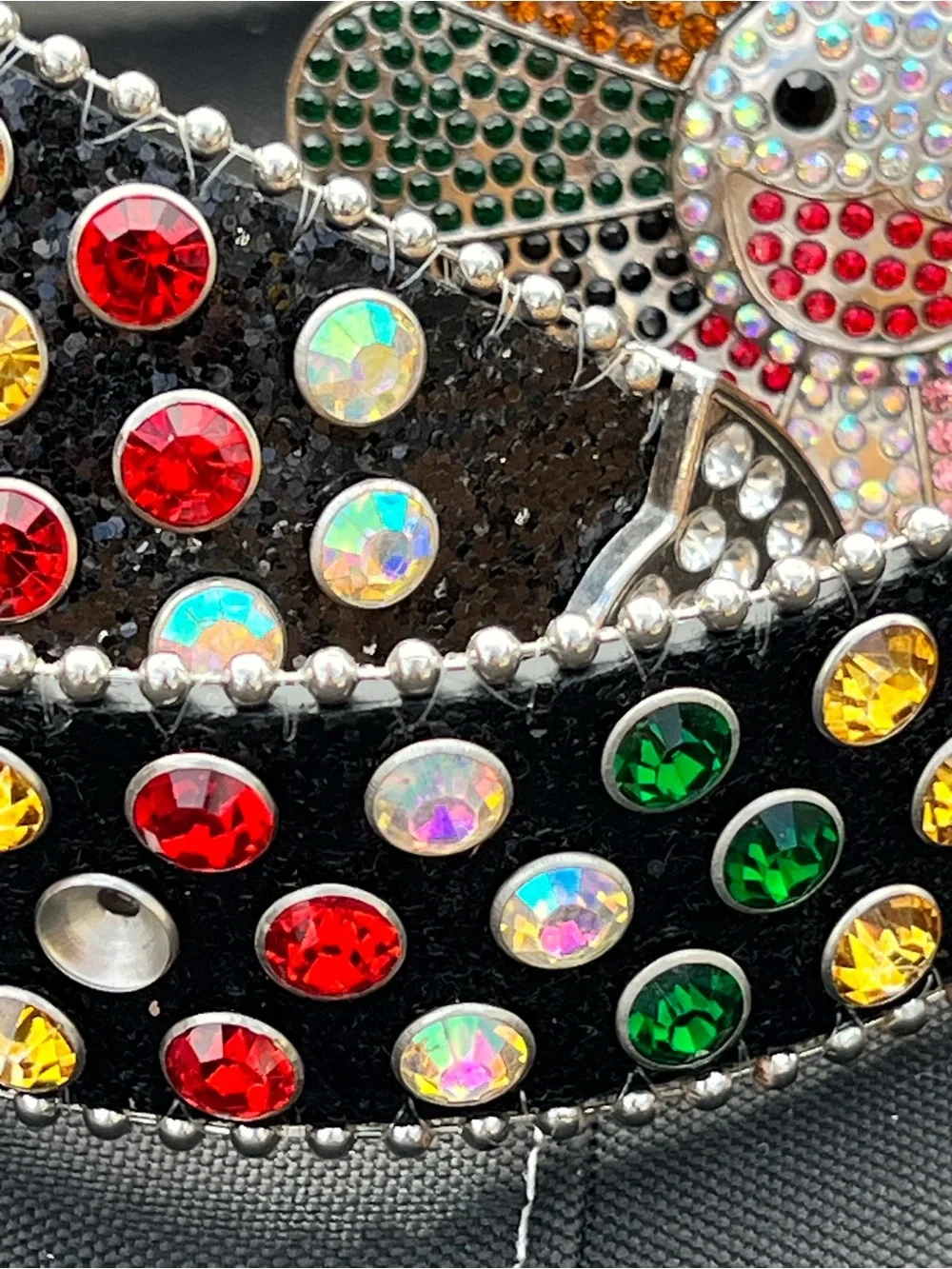 Y2K MURAKAMI FLOWER SILVER RHINESTONE GLITTER STUDDED BB BELT *1 Rhinestone Miss